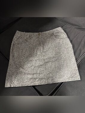 Women's Grey Leopard Print A-Line Denim Skirt